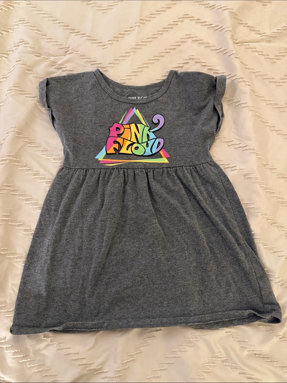 Pink Floyd Girls' Charcoal Dress with Rainbow Logo
